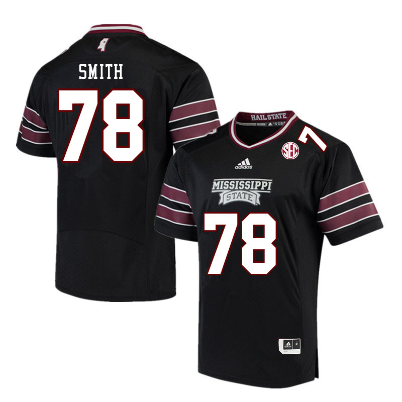 Men #78 Amari Smith Mississippi State Bulldogs College Football Jerseys Stitched Sale-Black